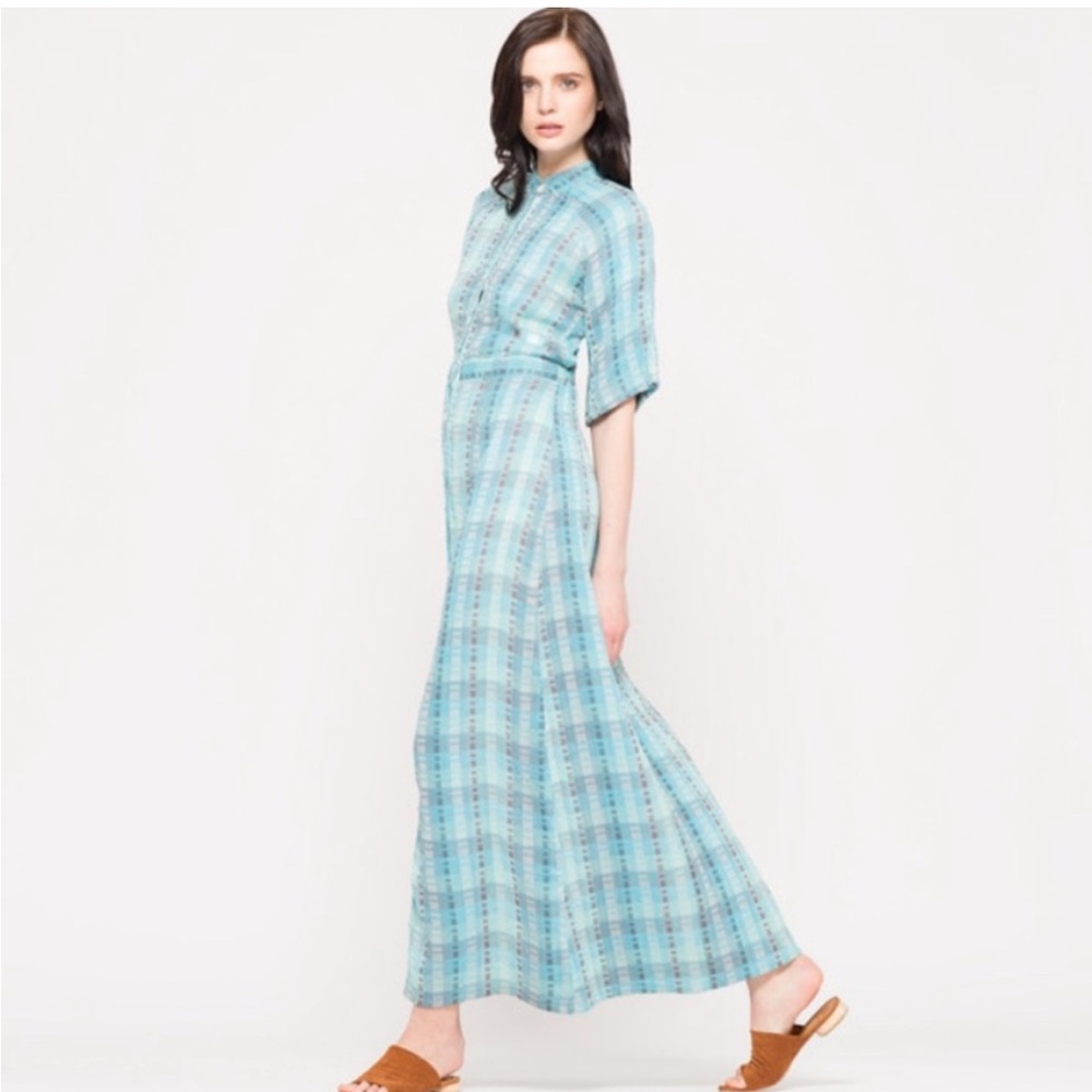 Ace and jig button front ballad shirt dress  in sky xs